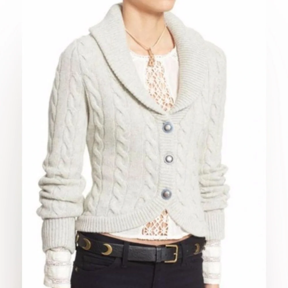 Free People OB461242 burgundy Heat Viceroy Short Shawl Collar Fitted Cardigan M